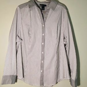 Lane Bryant black & white striped button down
